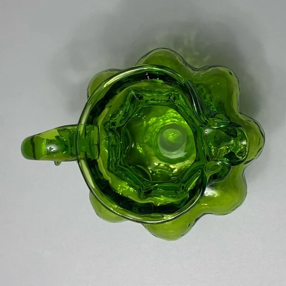 Kanawha Glass Company Hand-Blown Gourd-Shaped Vaseline Uranium Glass Pitcher 4” - Picture 11 of 15